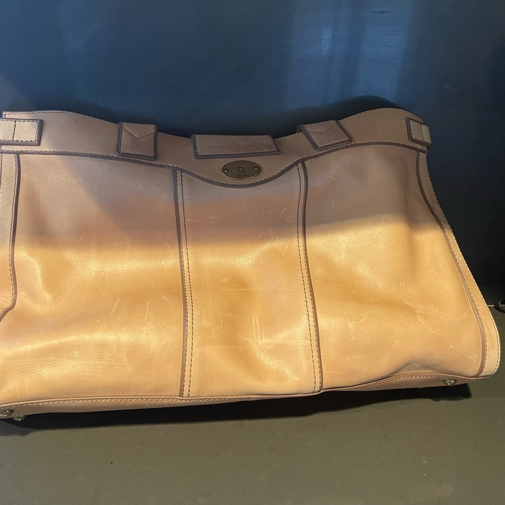 Fossil Computer + Or Large Tote - 100 % Calf Skin… - image 2